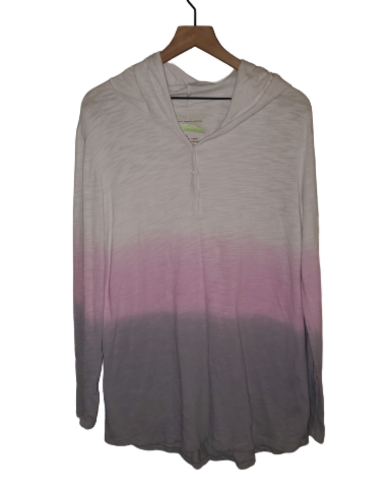 Earth Yoga Organic Cotton Ombre Fade Casual Yoga Hoodie Long Sleeve Pink Large - Picture 2 of 4